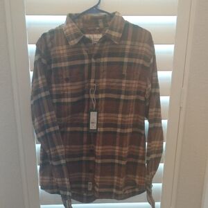 Alpine Brown Plaid Casual Button Down Shirt